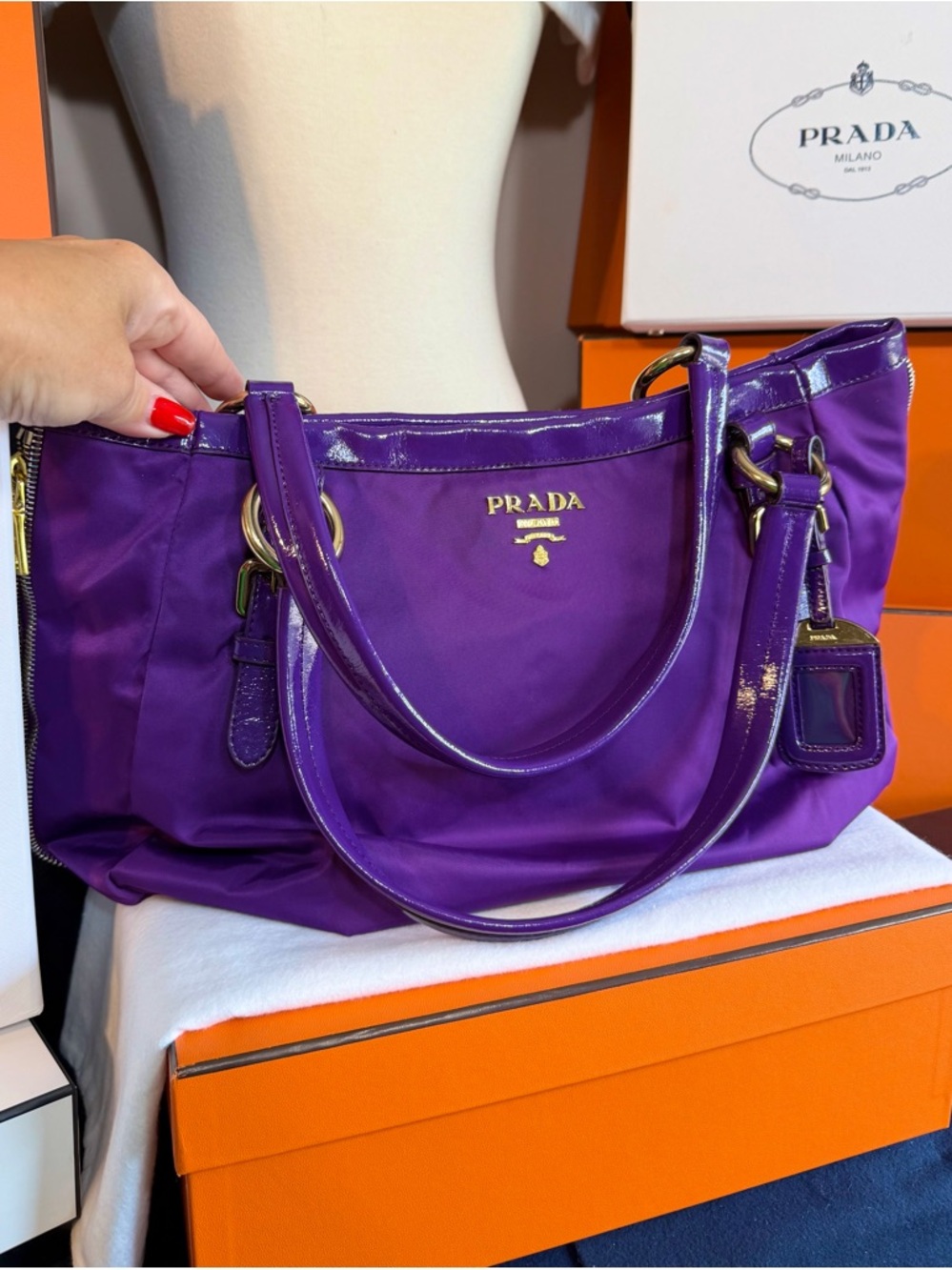 Prada Purple Nylon Shoulder Bag with Gold Hardware! Offers always welcome! - Picture 4 of 15